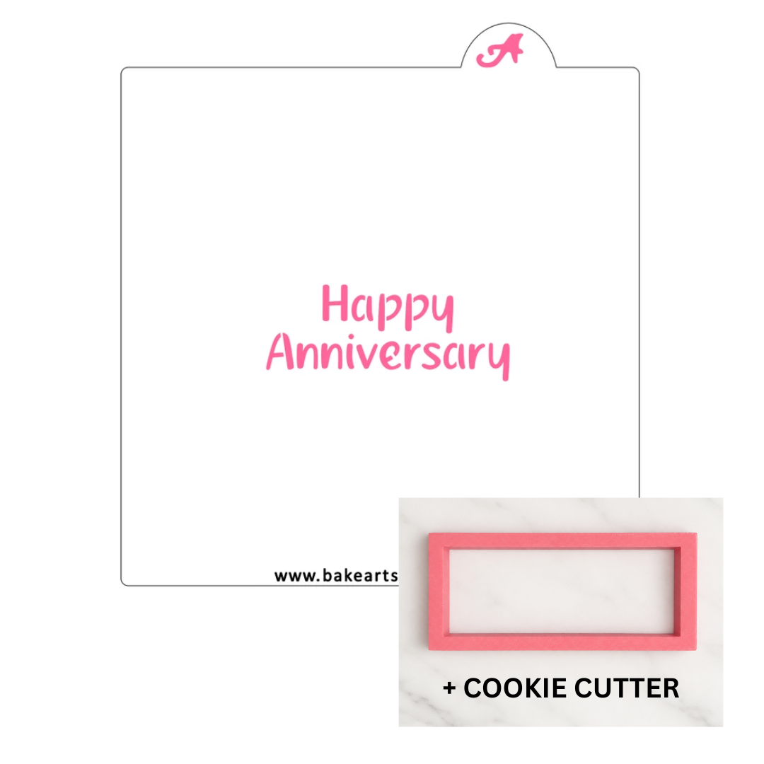 Happy Anniversary Cookie Stencil bakeartstencil