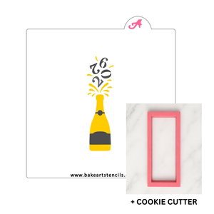 2026 Cheers Cookie Stencil: Champagne New Years bakeartstencil