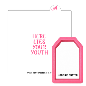 Here Lies Your Youth Cookie Stencil bakeartstencils