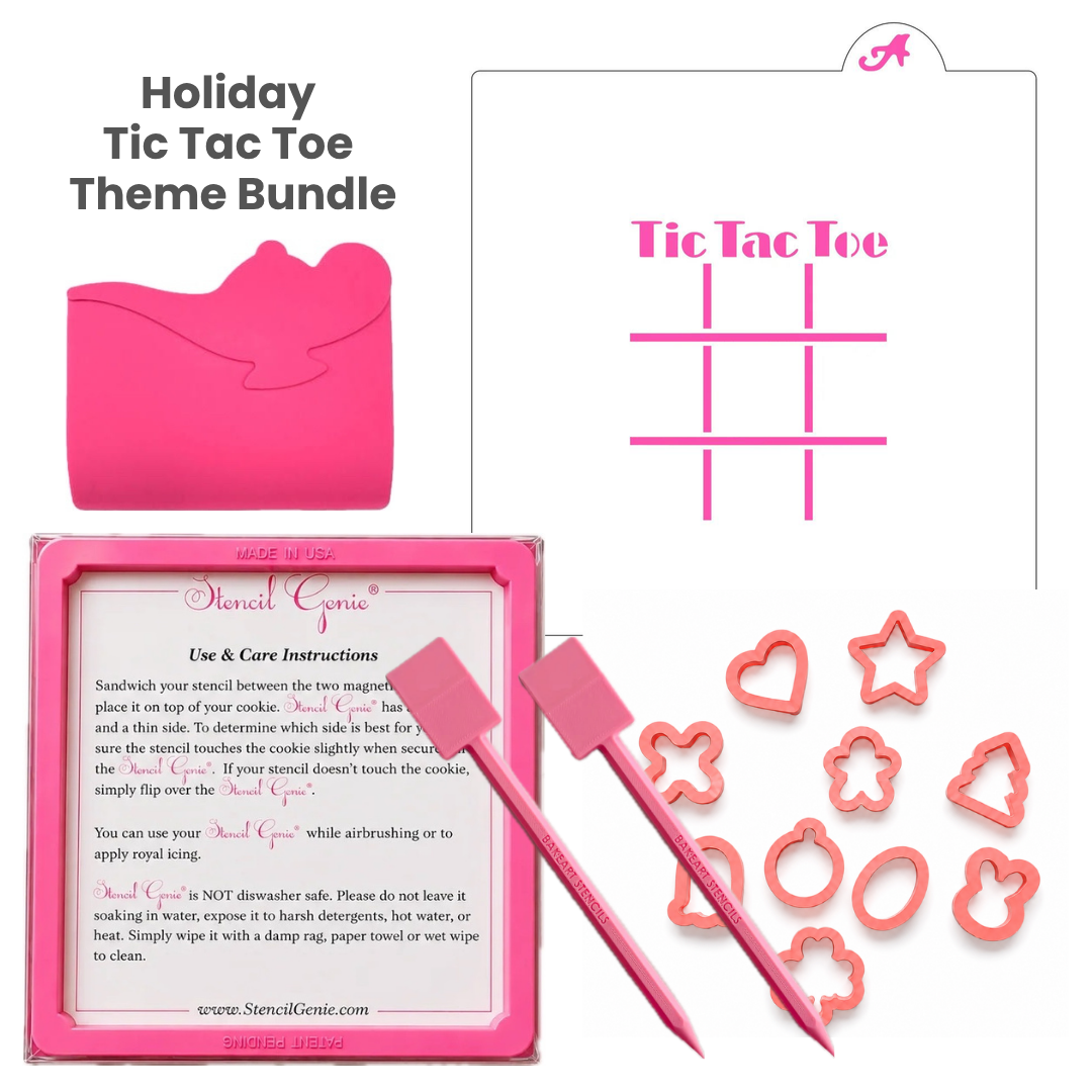 Holiday Tic Tac Toe Cookie Decorating Bundle bakeartstencil