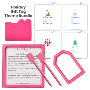 Holiday Gift Tag Cookie Decorating Bundle bakeartstencil