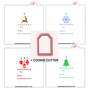 Holiday Gift Tag Cookie Decorating Set bakeartstencil