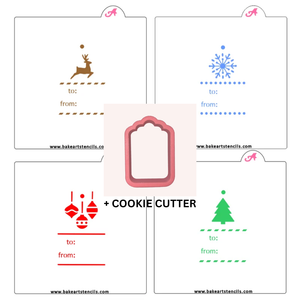 Holiday Gift Tag Cookie Decorating Set bakeartstencil