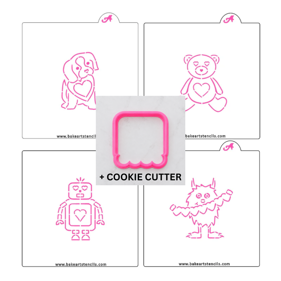 Valentine PYO Stencils Theme Bundle bakeartstencils