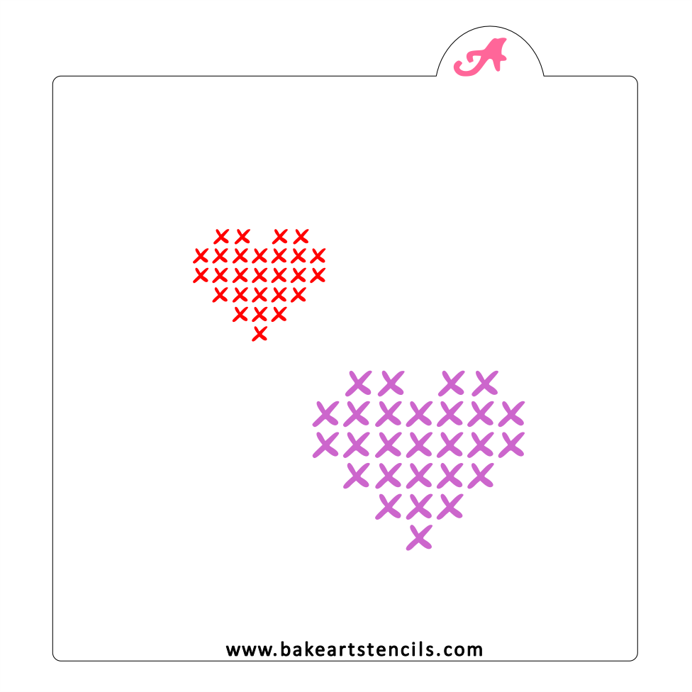 Cross Stitch Heart Cookie Stencil bakeartstencil
