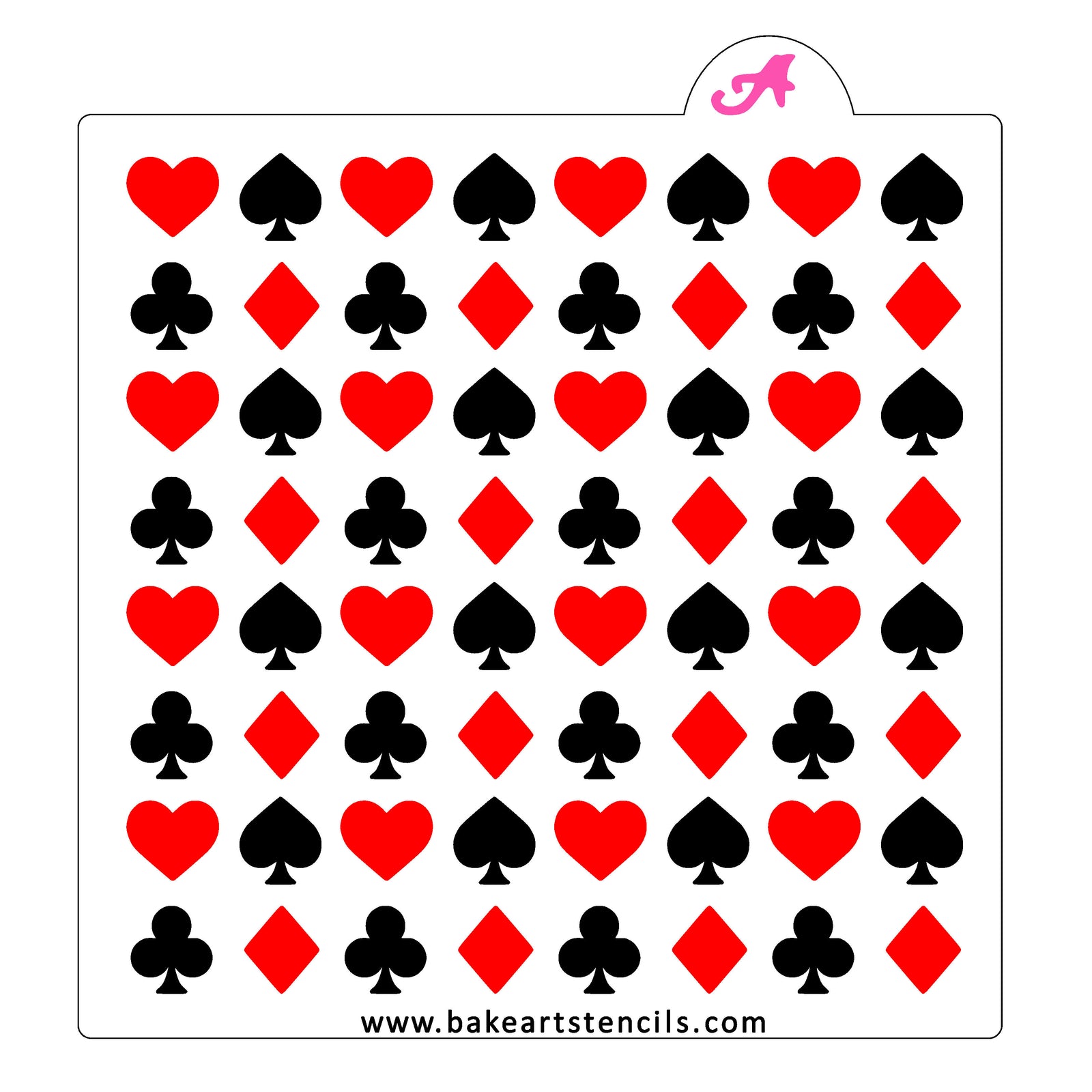 Playing Cards Pattern Stencil bakeartstencil