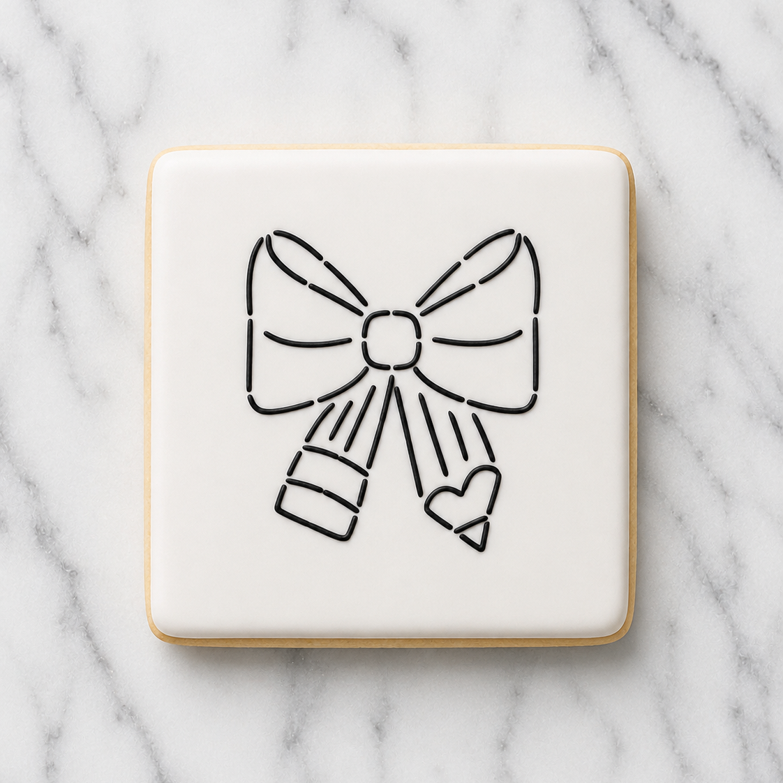 Pencil Bow PYO Cookie Stencil bakeartstencil