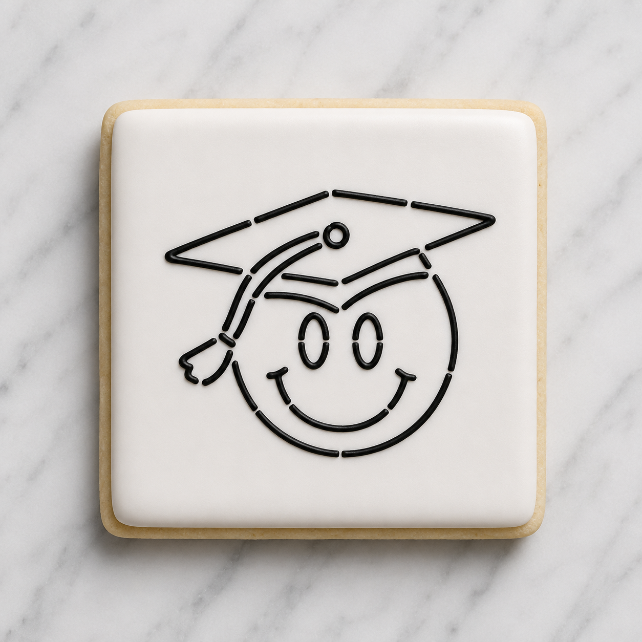 Smiley Grad PYO Cookie Stencil bakeartstencil