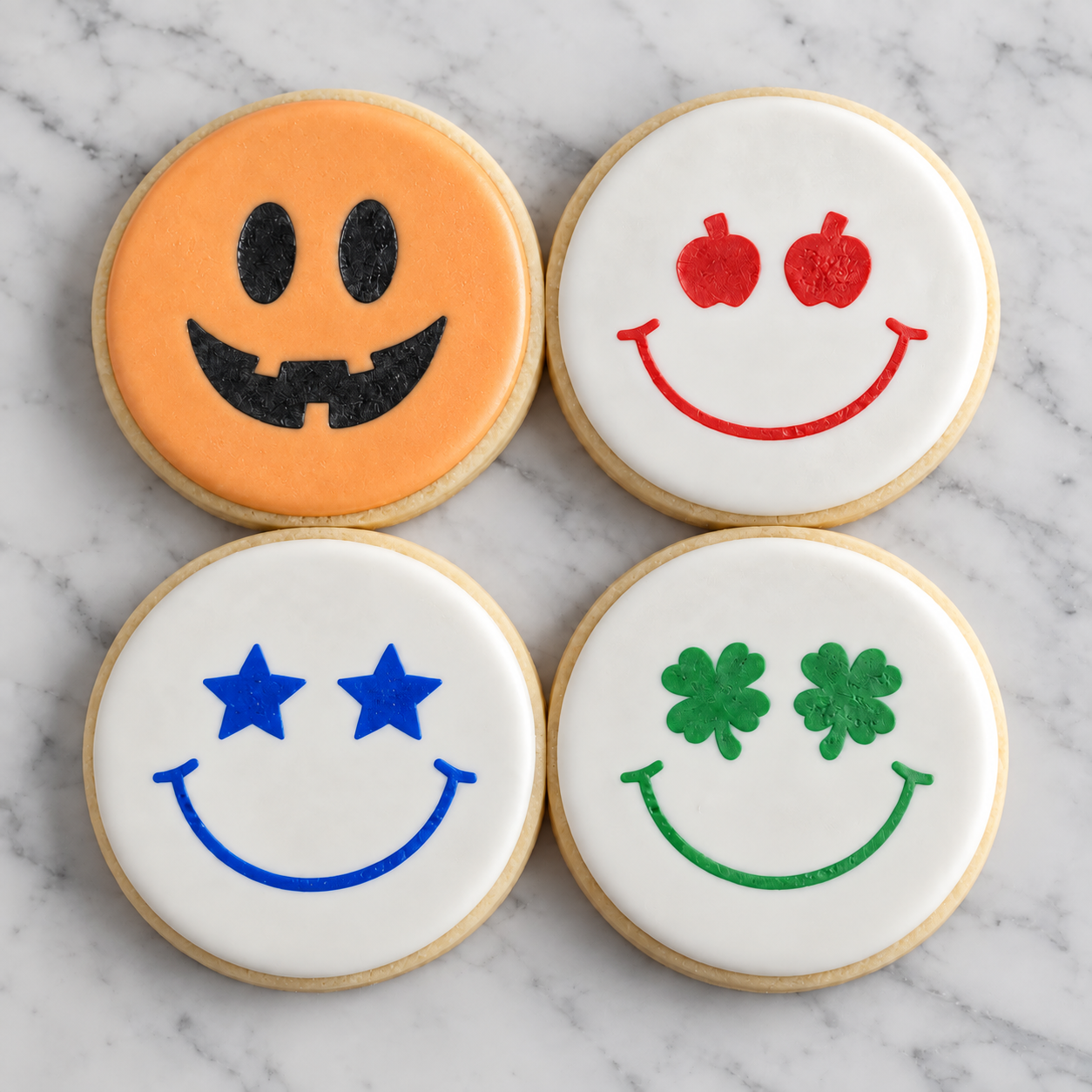 Holiday Smiley Faces Cookie Stencil Set bakeartstencil