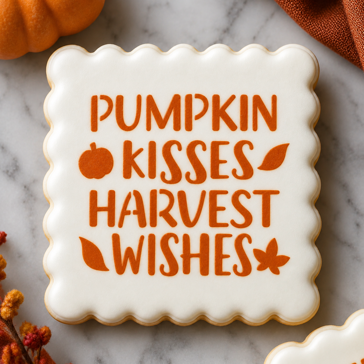 Pumpkin Kisses Harvest Wishes Stencil bakeartstencil