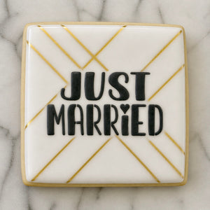 Just Married Cookie Stencil bakeartstencil