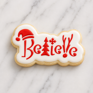 Fun Believe Cookie Cutter/Stencil bakeartstencil
