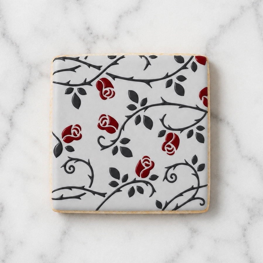 Gothic Rose Pattern Cookie Stencil bakeartstencil