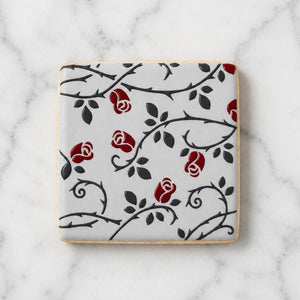 Gothic Rose Pattern Cookie Stencil bakeartstencil