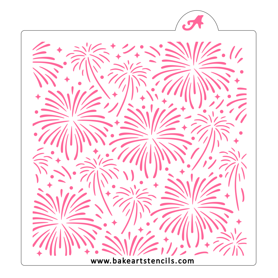 Fireworks Display Stencil bakeartstencil