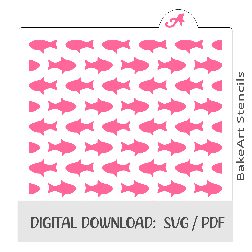 Fish Pattern Digital Download bakeartstencils