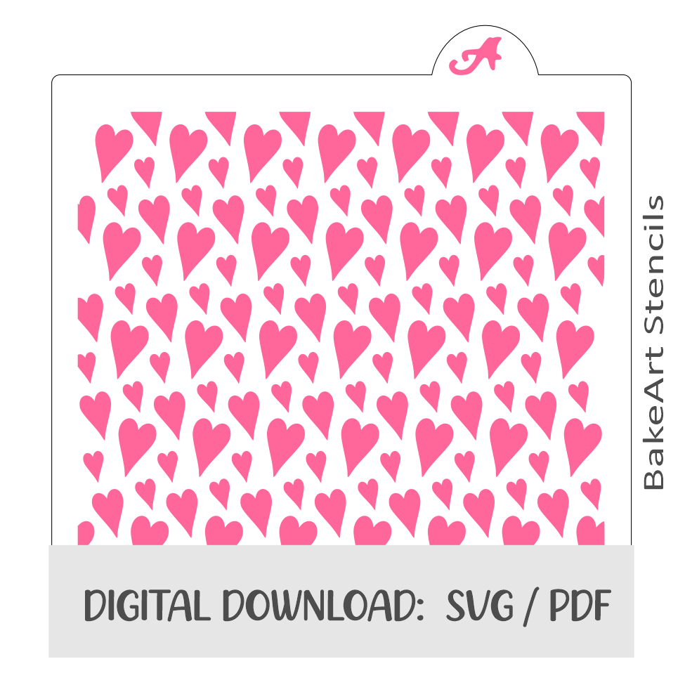 Floating Hearts Digital Download bakeartstencils