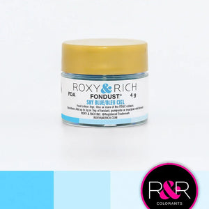 Sky Blue Fondust, FDA food safe used to color royal icing, buttercream and more.