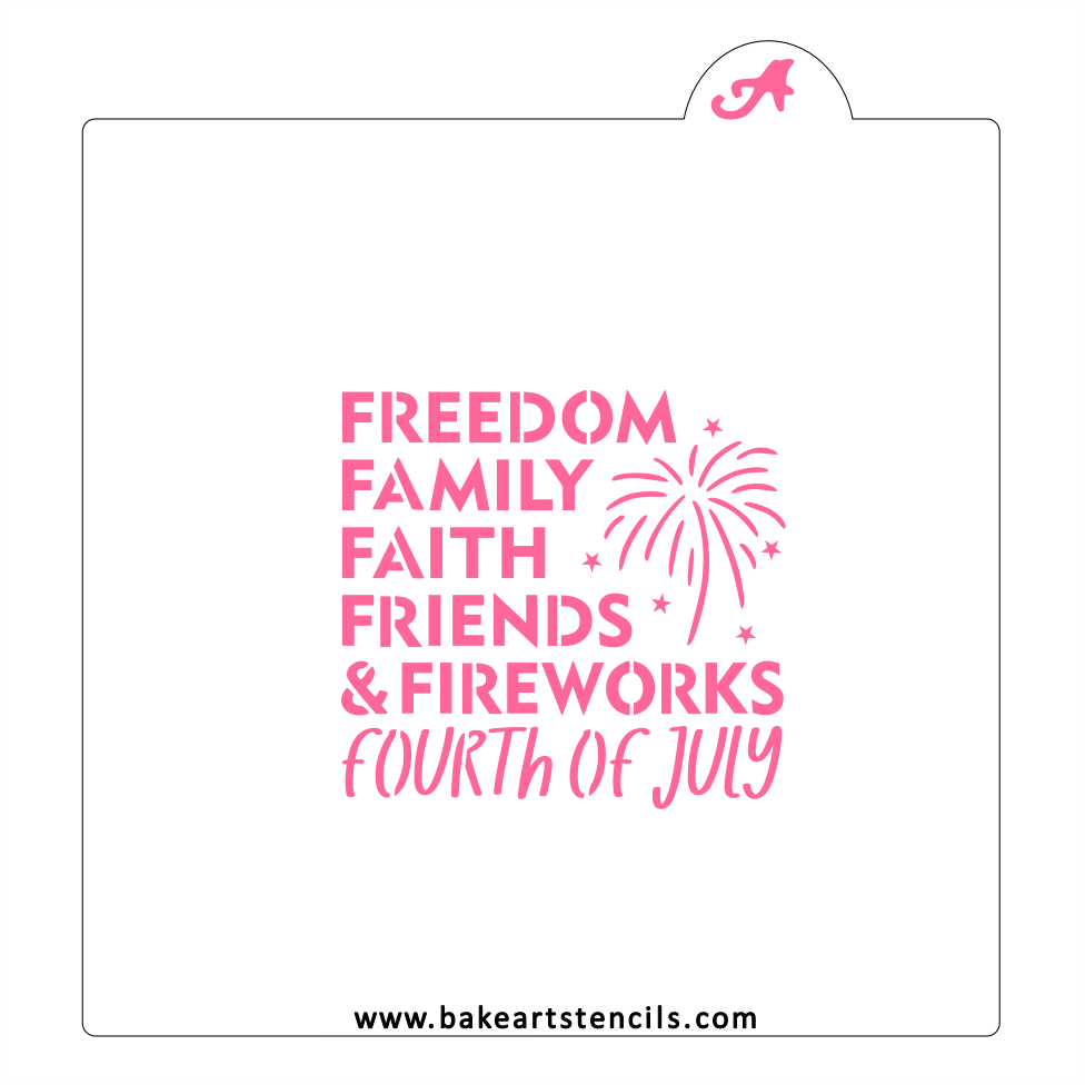 Freedom to Fourth Cookie Stencil bakeartstencil