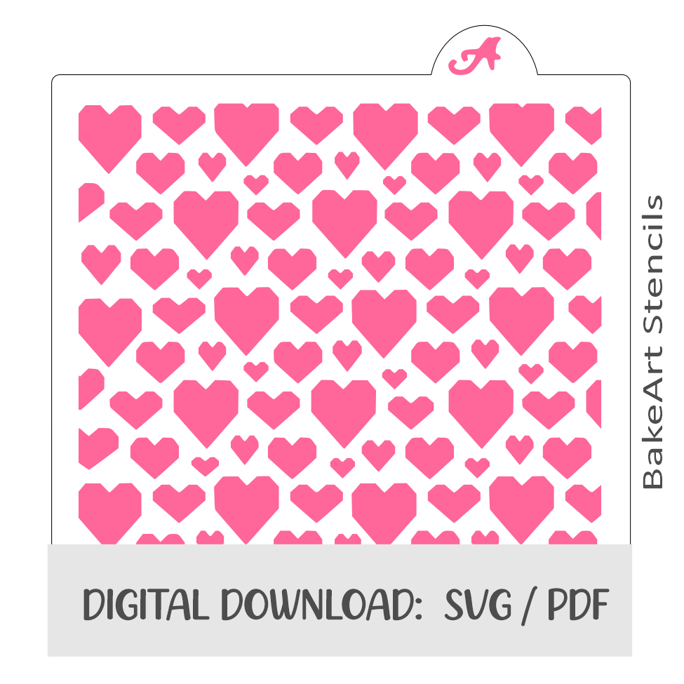 Geometric Hearts Digital Download bakeartstencils
