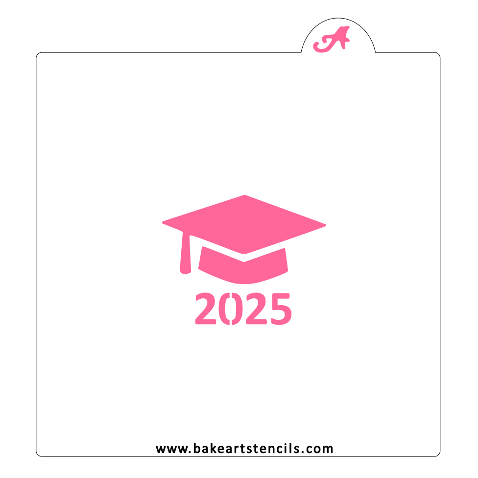 Grad Cap 2025 Cookie Stencil bakeartstencil