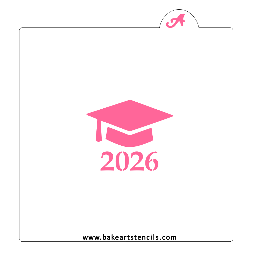 Grad Cap 2026 Cookie Stencil bakeartstencil