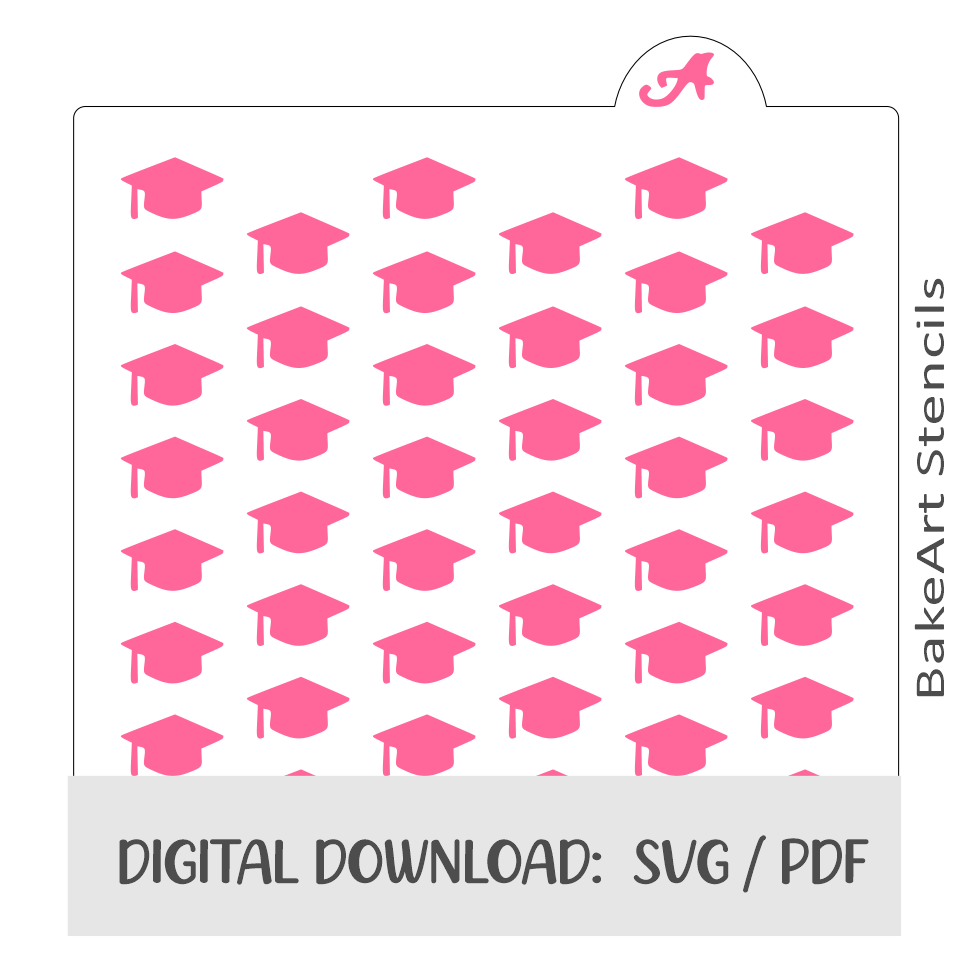 Grad Cap Pattern Digital Download bakeartstencils