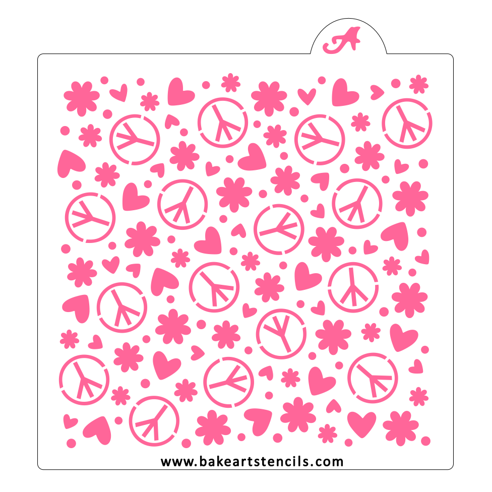 Groovy Vibes Pattern Stencil bakeartstencil