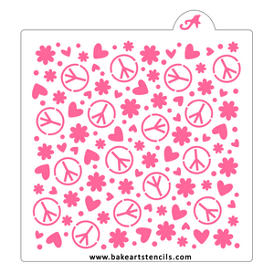 Groovy Vibes Pattern Stencil bakeartstencil