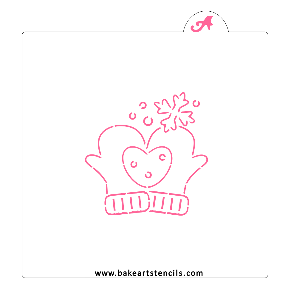 Heart Mittens PYO Cookie Stencil bakeartstencil