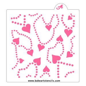 Heart Strands Cookie Stencil: Pearl Necklaces, Valentines Day bakeartstencil