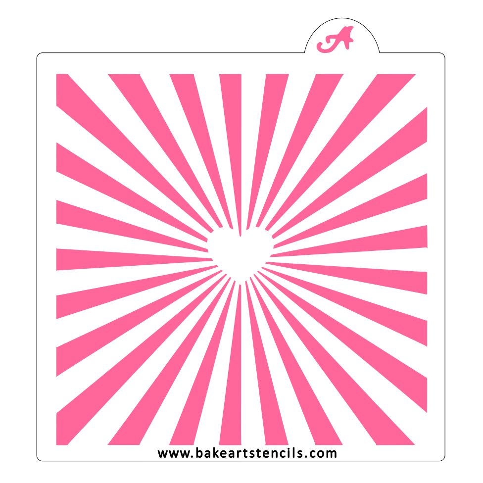 Heart Sunburst Cookie Stencil bakeartstencil
