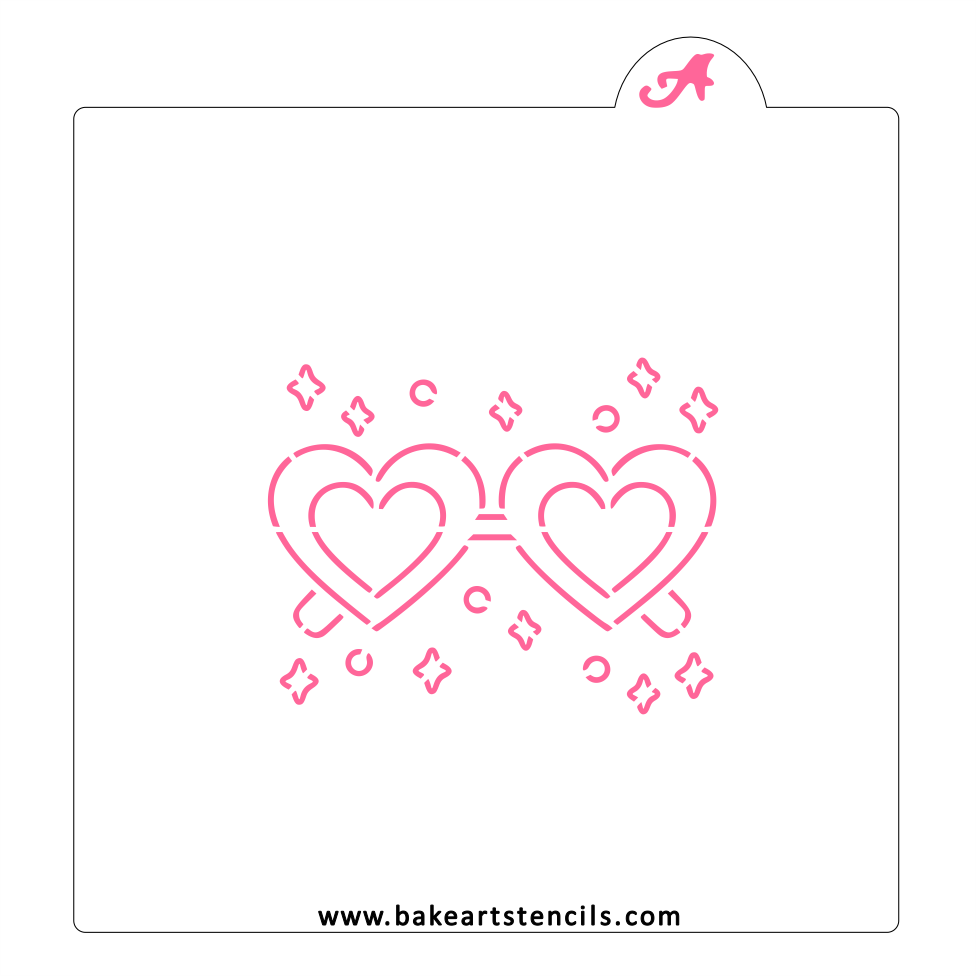Heart Sunglasses PYO Stencil bakeartstencil