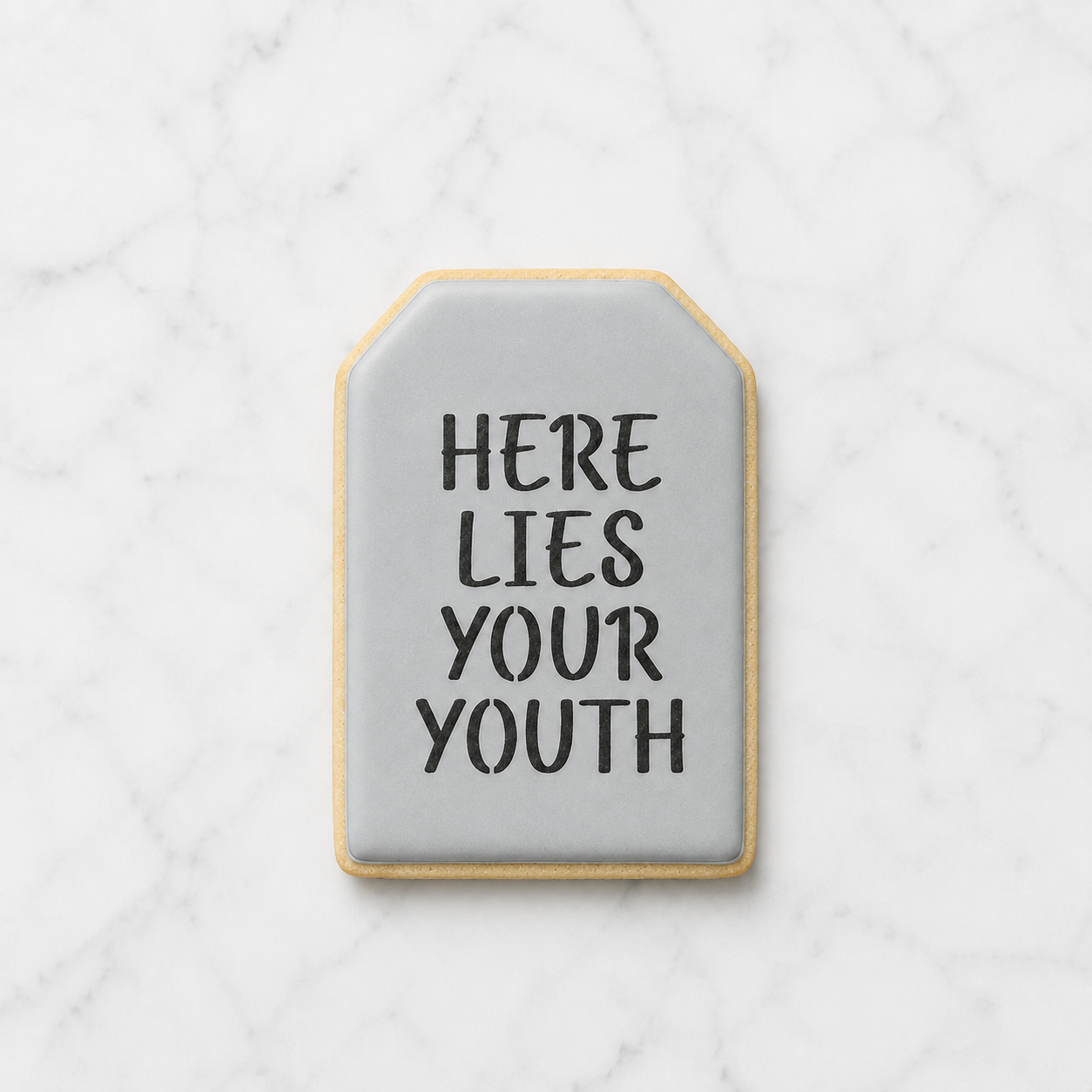 Here Lies Your Youth Cookie Stencil bakeartstencils