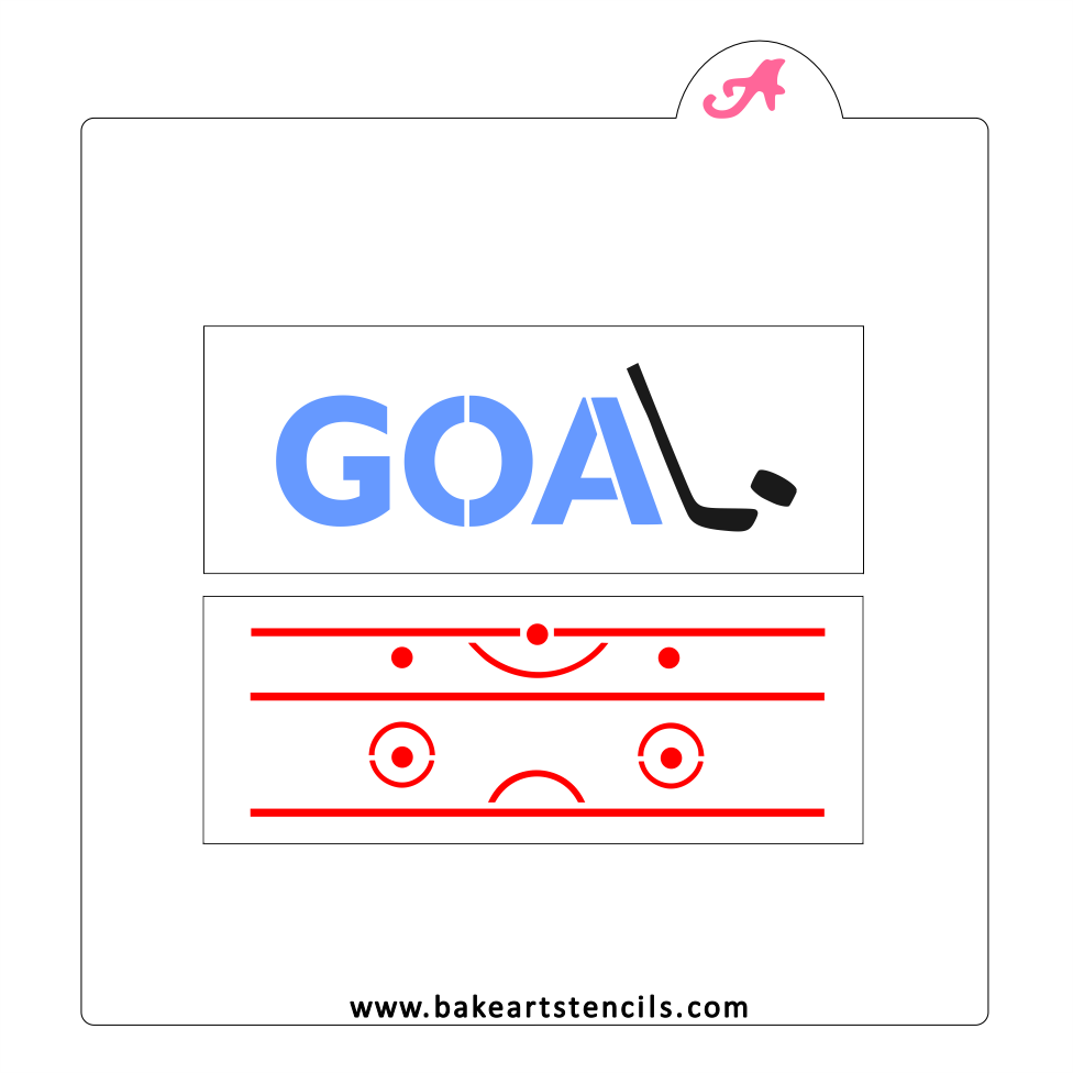 Hockey Stack Sticks Cookie Stencil: Goal, Puck, Ice Rink bakeartstencil