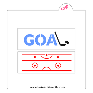 Hockey Stack Sticks Cookie Stencil: Goal, Puck, Ice Rink bakeartstencil