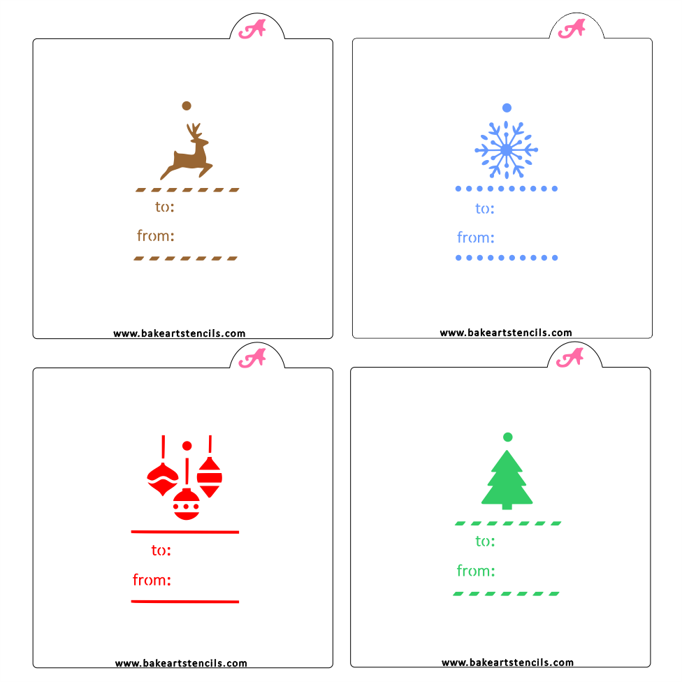 Holiday Gift Tag Cookie Decorating Set bakeartstencil