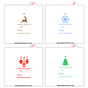 Holiday Gift Tag Cookie Decorating Set bakeartstencil