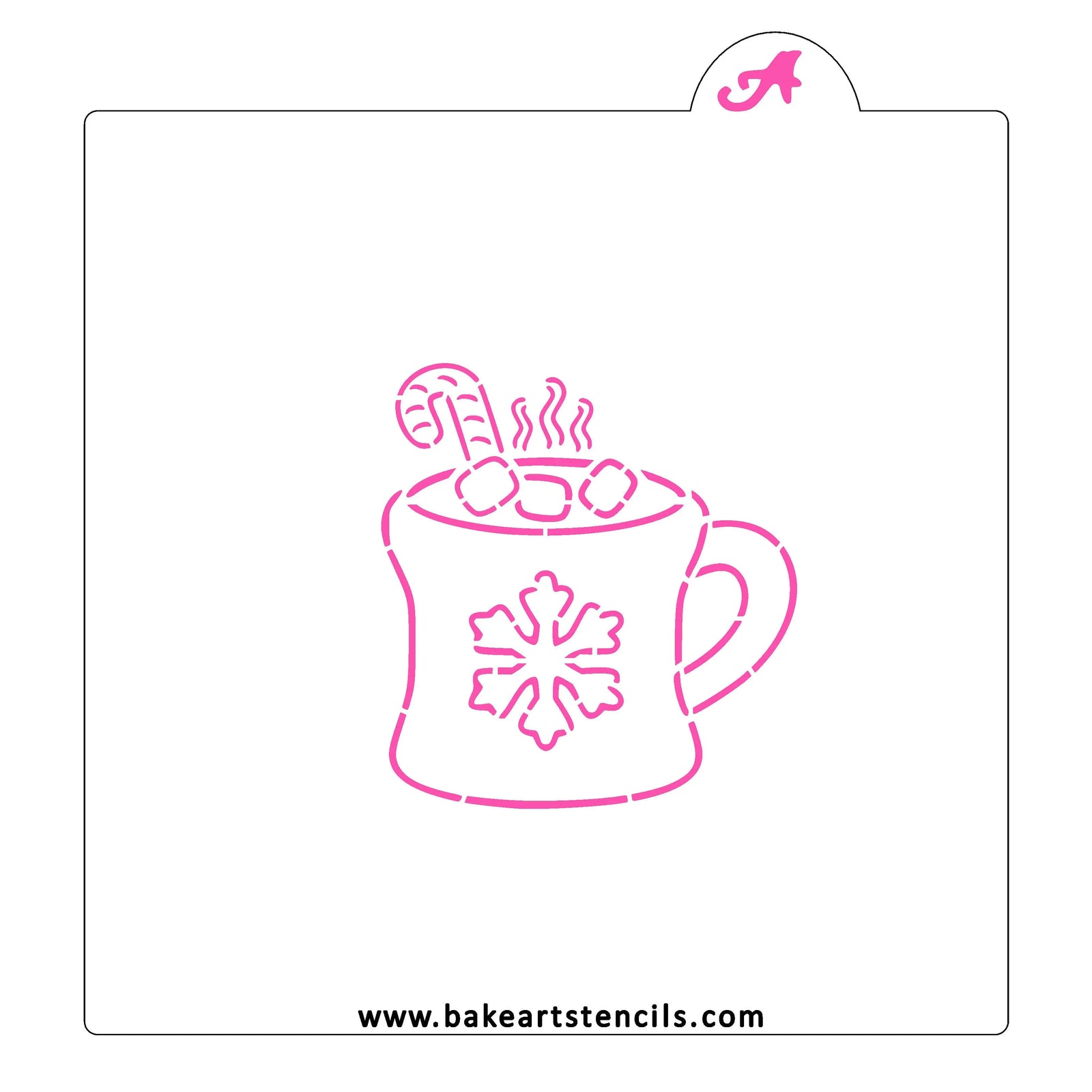 Hot Chocolate Cookie Stencil and Cutter, a two piece set for decorating sweet winter cookies.