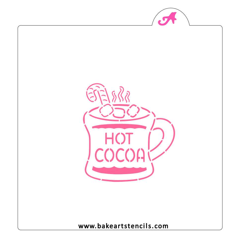 Hot Cocoa Cookie Stencil with Cookie Cutter, a 2-piece set for decorating Winter and Christmas Cookies.