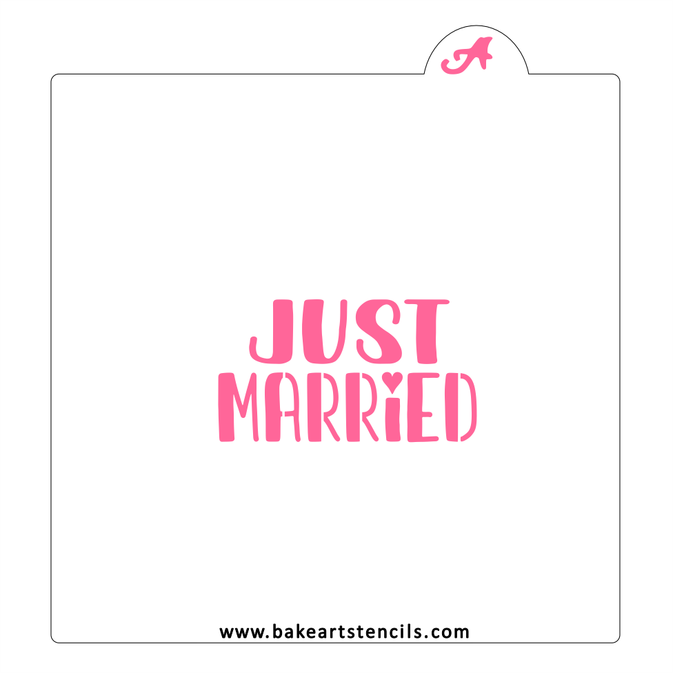 Just Married Cookie Stencil bakeartstencil