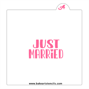 Just Married Cookie Stencil bakeartstencil