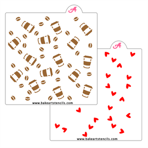 Latte Love Pattern Cookie Stencil bakeartstencil