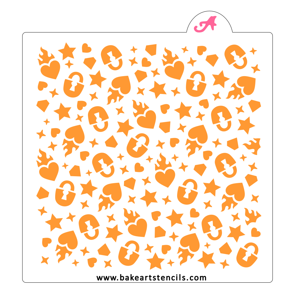 Lock In Love Pattern Cookie Stencil bakeartstencil