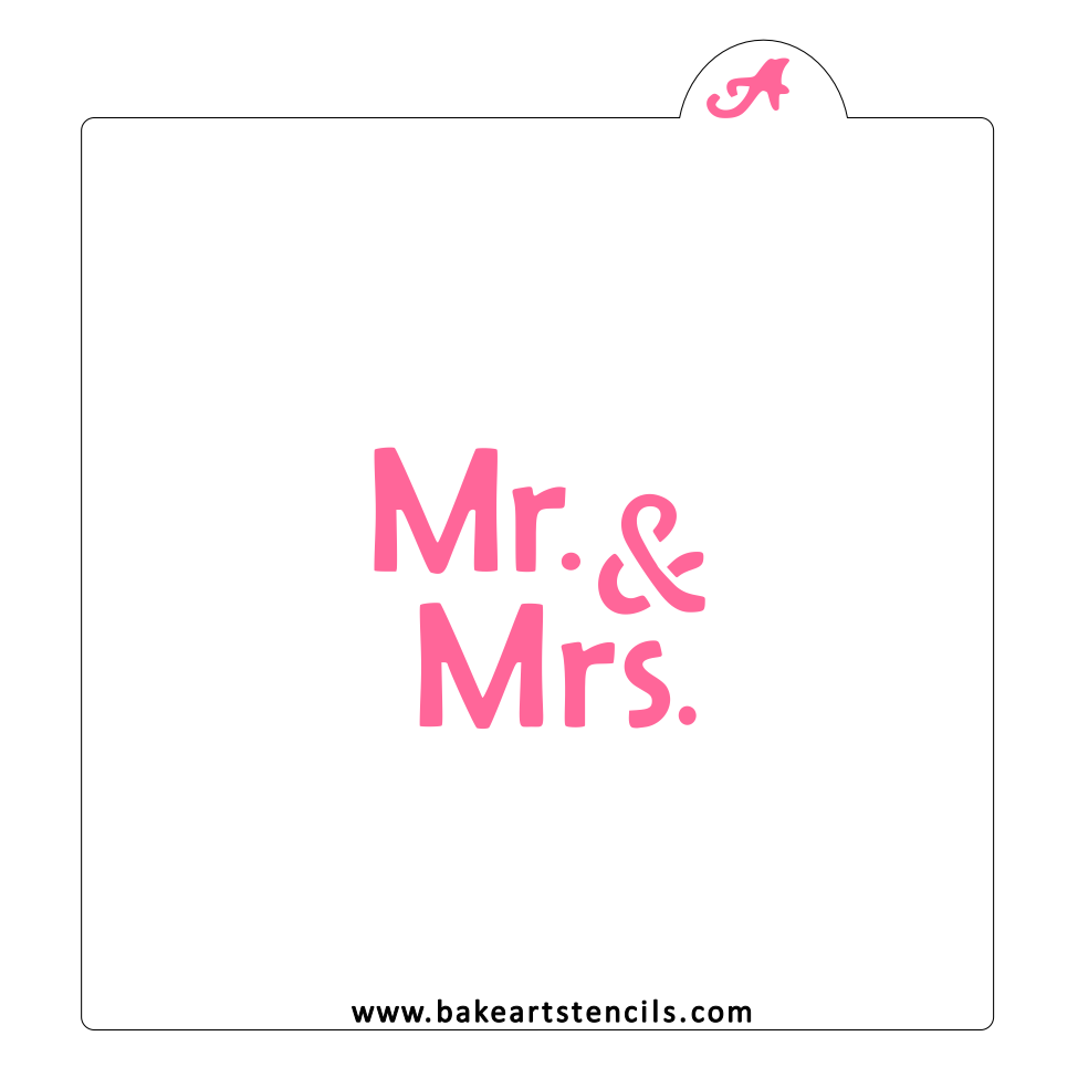 Manuscript Mr. & Mrs. Cookie Stencil bakeartstencils