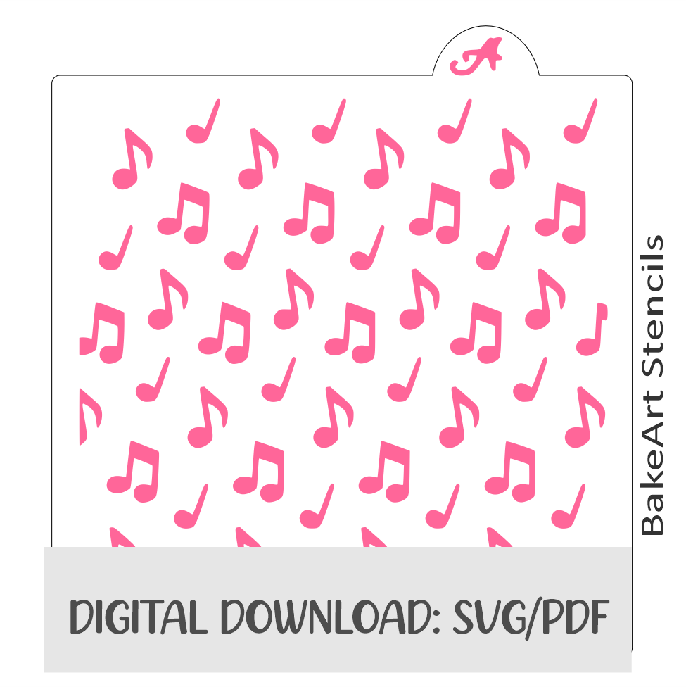 Music Notes Pattern Digital Download bakeartstencil
