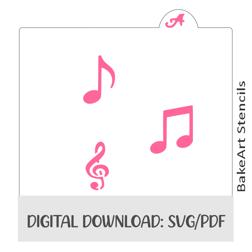 Music Notes Small Digital Download bakeartstencil
