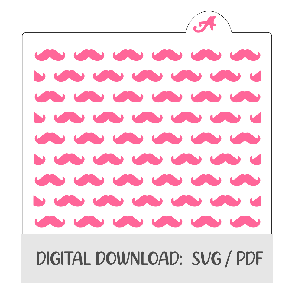 Mustache Pattern Digital Download bakeartstencils