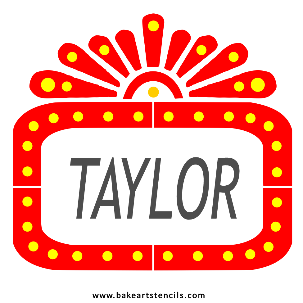 Name in Lights Cookie Cutter & Stencil: Marquee Sign bakeartstencil