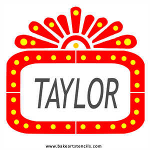 Name in Lights Cookie Cutter & Stencil: Marquee Sign bakeartstencil